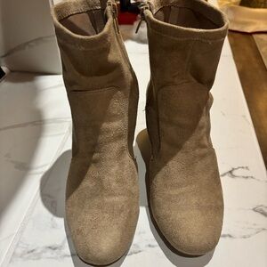 Nicole Sand Suede Heeled Boots